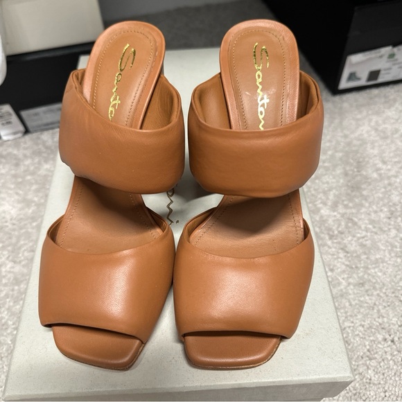$790 Santoni Women's Brown Cactus Leather Slide Sandal Shoes Size EU 35 US 5 NIB - Picture 4 of 8